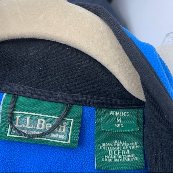 LL Bean Women Medium Coat Blue Polar Fleece Windbreaker Zip Front Light Jacket - Picture 7 of 9